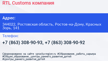 RTL Customs компания - визитка
