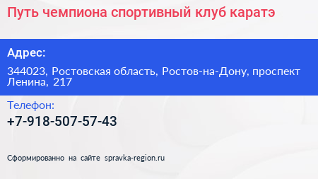 Путь чемпиона спортивный клуб каратэ - визитка
