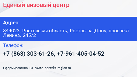 Единый визовый центр - визитка