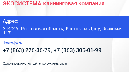 ЭКОСИСТЕМА клининговая компания - визитка