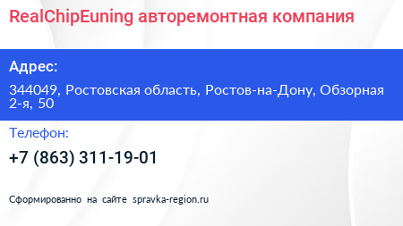 RealСhipЕuning авторемонтная компания - визитка