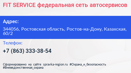 FIT SERVICE федеральная сеть автосервисов - визитка
