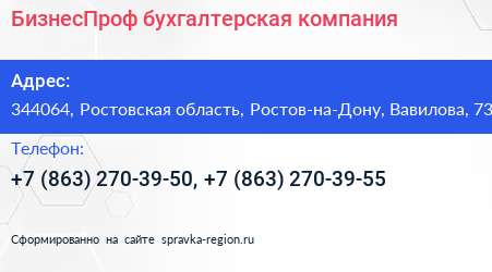 БизнесПроф бухгалтерская компания - визитка