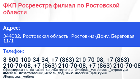 ФКП Росреестра филиал по Ростовской области - визитка
