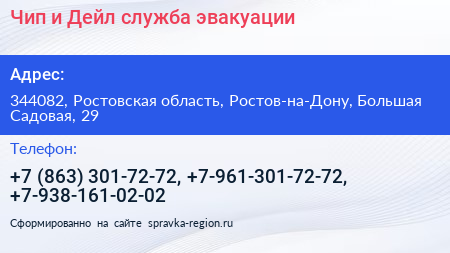 Чип и Дейл служба эвакуации - визитка