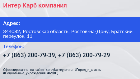 Интер Карб компания - визитка