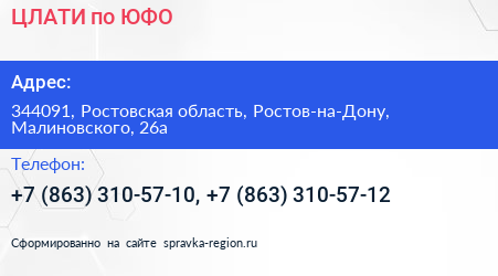 ЦЛАТИ по ЮФО - визитка