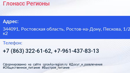 Глонасс Регионы - визитка
