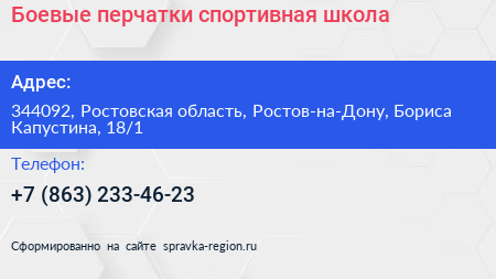 Боевые перчатки спортивная школа - визитка
