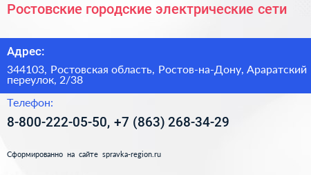Ростовские городские электрические сети - визитка