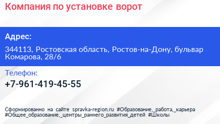 Компания по установке ворот - визитка