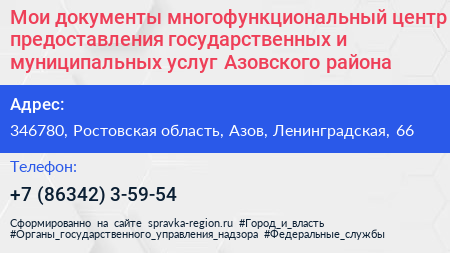 Мои документы многофункциональный центр предоставления государственных и муниципальных услуг Азовского района - визитка