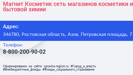 Магнит Косметик сеть магазинов косметики и бытовой химии - визитка