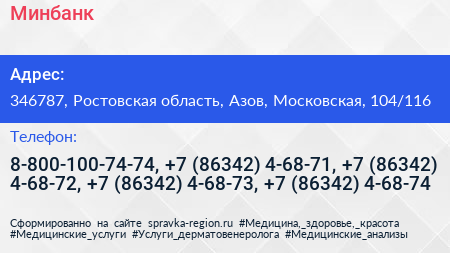 Минбанк - визитка