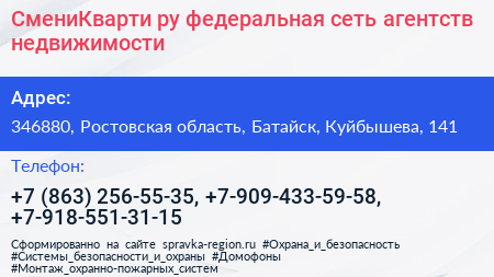 СмениКварти ру федеральная сеть агентств недвижимости - визитка