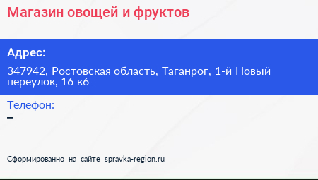Магазин овощей и фруктов - визитка