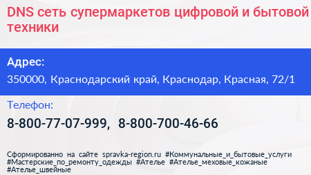DNS сеть супермаркетов цифровой и бытовой техники - визитка
