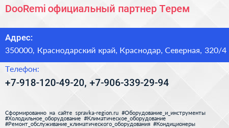 DooRemi официальный партнер Терем - визитка