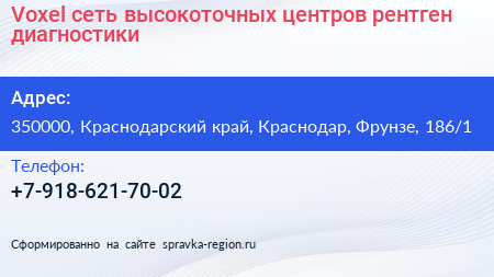 Voxel сеть высокоточных центров рентген диагностики - визитка