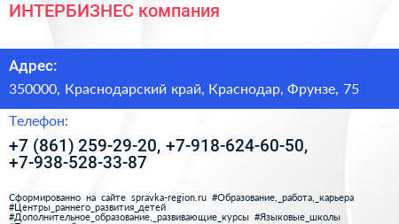 ИНТЕРБИЗНЕС компания - визитка