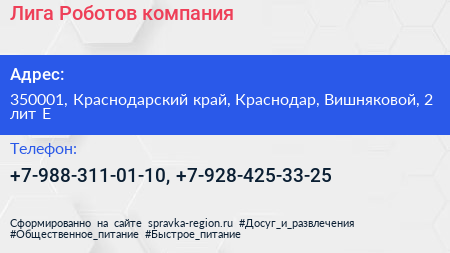 Лига Роботов компания - визитка