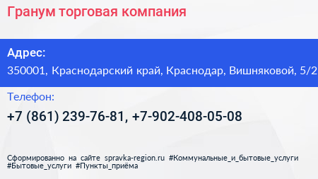 Гранум торговая компания - визитка