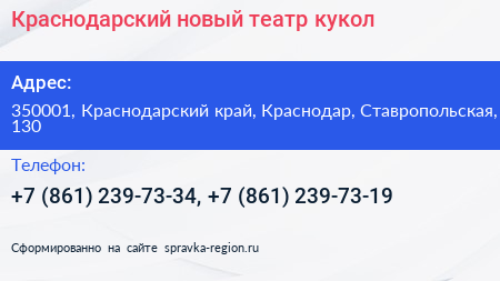 Краснодарский новый театр кукол - визитка