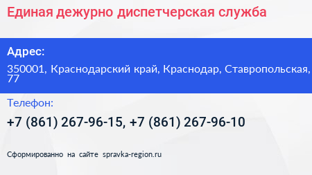 Единая дежурно диспетчерская служба - визитка