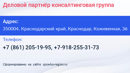 Деловой партнёр консалтинговая группа - визитка