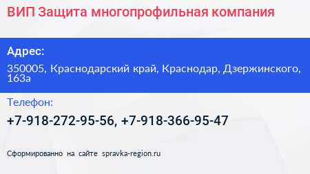 Нажмите, чтобы скачать визитку ВИП Защита многопрофильная компания - визитка