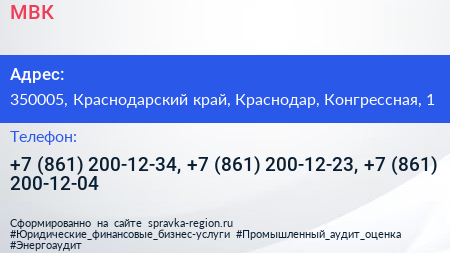 МВК - визитка