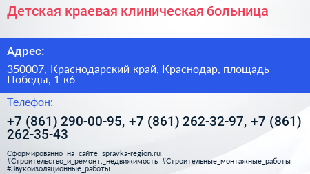 Детская краевая клиническая больница - визитка