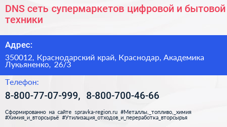 DNS сеть супермаркетов цифровой и бытовой техники - визитка