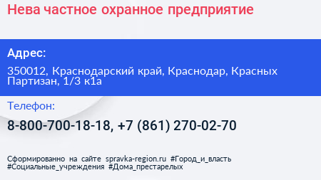 Нева частное охранное предприятие - визитка