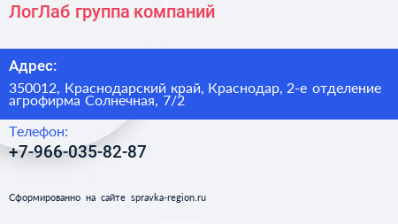 ЛогЛаб группа компаний - визитка