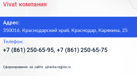 Vivat компания - визитка
