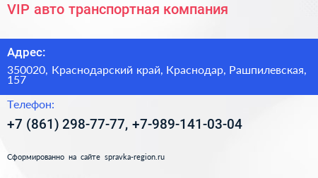 VIP авто транспортная компания - визитка