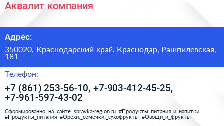 Аквалит компания - визитка