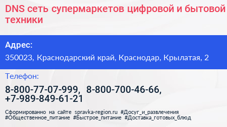 DNS сеть супермаркетов цифровой и бытовой техники - визитка