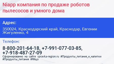 Niapp компания по продаже роботов пылесосов и умного дома - визитка