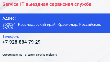 Service IT выездная сервисная служба - визитка