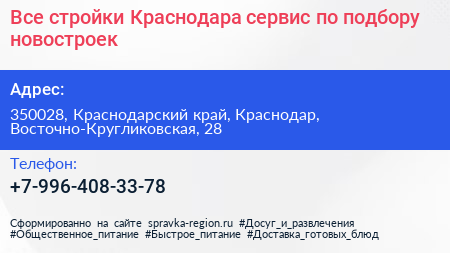 Все стройки Краснодара сервис по подбору новостроек - визитка