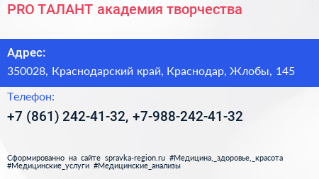 PRO ТАЛАНТ академия творчества - визитка