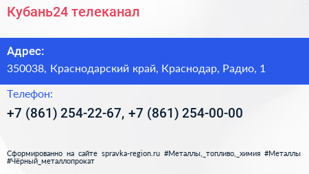 Кубань24 телеканал - визитка