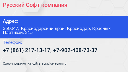 Русский Софт компания - визитка