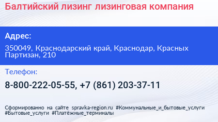Балтийский лизинг лизинговая компания - визитка