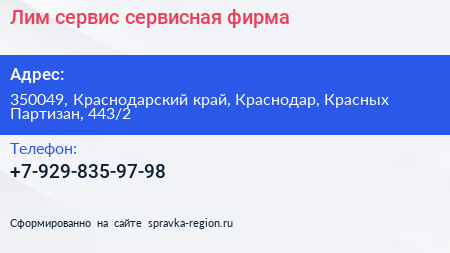 Лим сервис сервисная фирма - визитка