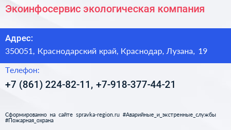 Экоинфосервис экологическая компания - визитка