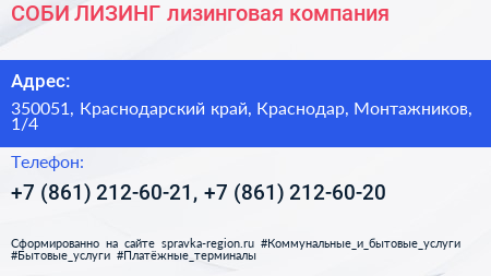 СОБИ ЛИЗИНГ лизинговая компания - визитка