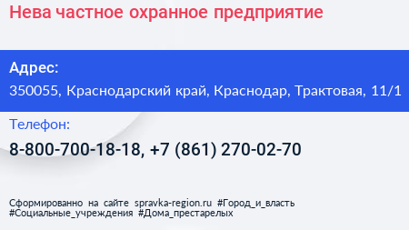 Нева частное охранное предприятие - визитка
